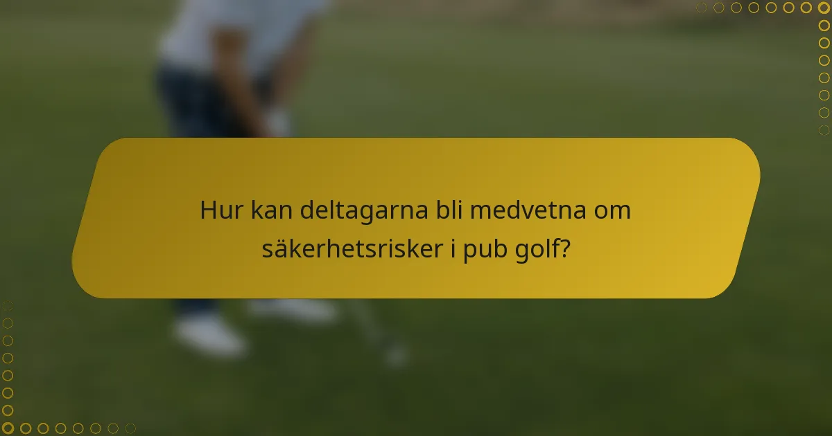 Hur kan deltagarna bli medvetna om säkerhetsrisker i pub golf?