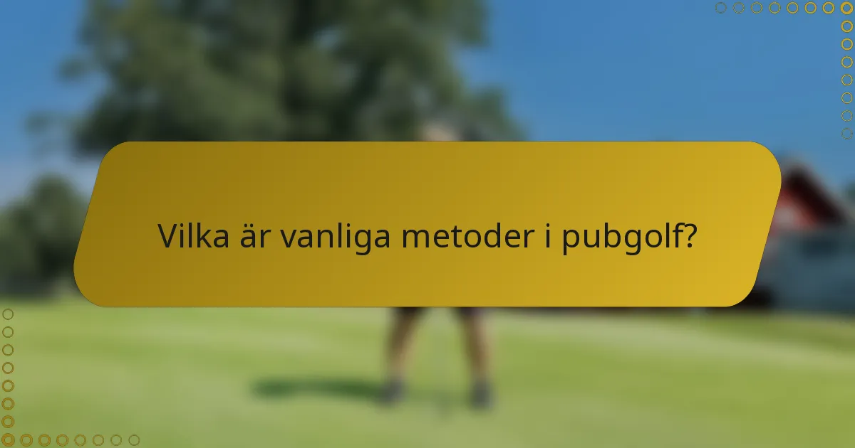 Vilka är vanliga metoder i pubgolf?