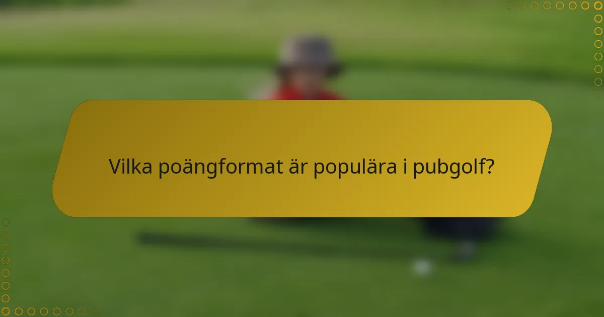 Vilka poängformat är populära i pubgolf?