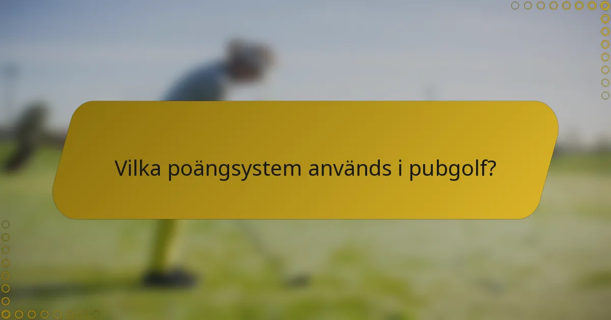 Vilka poängsystem används i pubgolf?